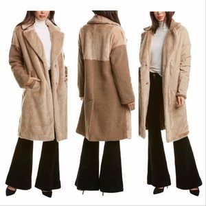 NINE WEST Reversible Faux Fur Teddy Coat in Nude